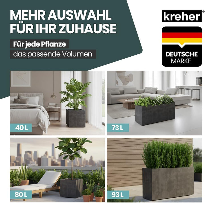 Kreher XL Pflanzkasten Millennium in verschiedenen Formaten und Farben. Tolle Naturstein Optik in Br