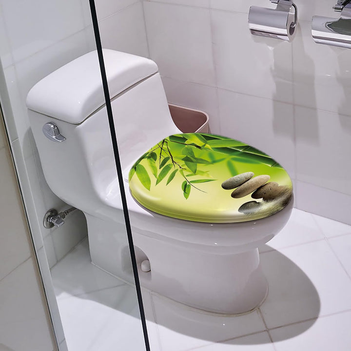 WC Sitz Absenkautomatik Toilettendeckel mit Absenkautomatik，Softclose aus Duroplast und Edelstahl To