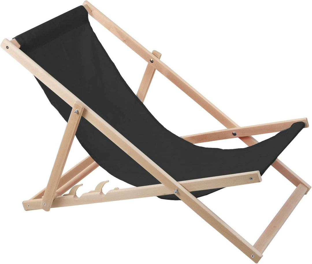 WOODOK Liegestuhl aus Buchholz Strandstuhl Sonnenliege Gartenliege für Strand, Garten, Balkon und Te