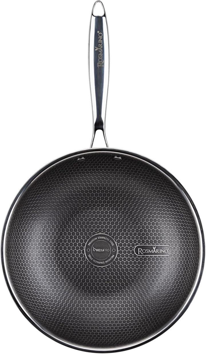 Rosmarino HexaPRO 2.0-28 cm Edelstahl Wok – Premium Antihaft Beschichtung, ofenfest – Ideal für viel
