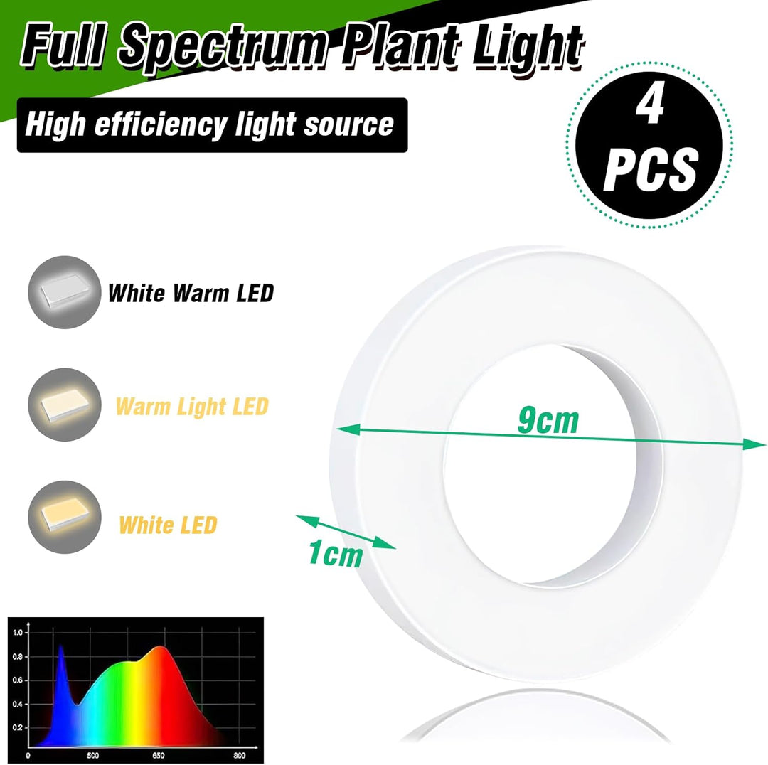 4 Stück Pflanzenlampe Led Vollspektrum, Pflanzenlicht mit Auto Timer 3 Farben 10 Helligkeiten, LED P