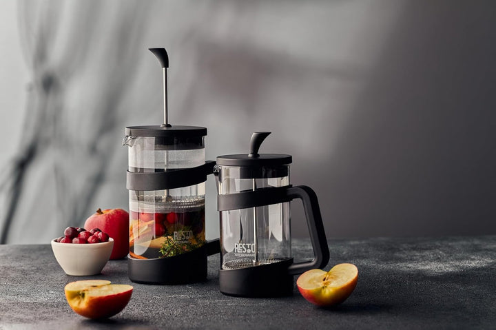 RESTO 90509 French Press - der stilvolle, elegante Tee - und Kaffeebereiter aus hitzebeständigem Bor