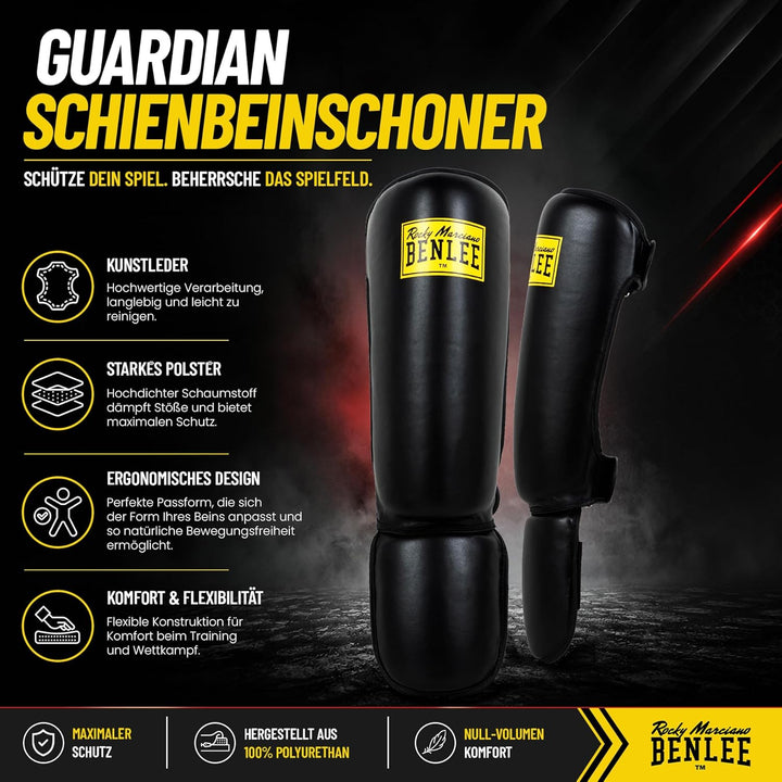 BENLEE Schienbeinschoner aus Kunstleder (1 Paar) Guardian Schwarz S/M Single, Schwarz S/M Single