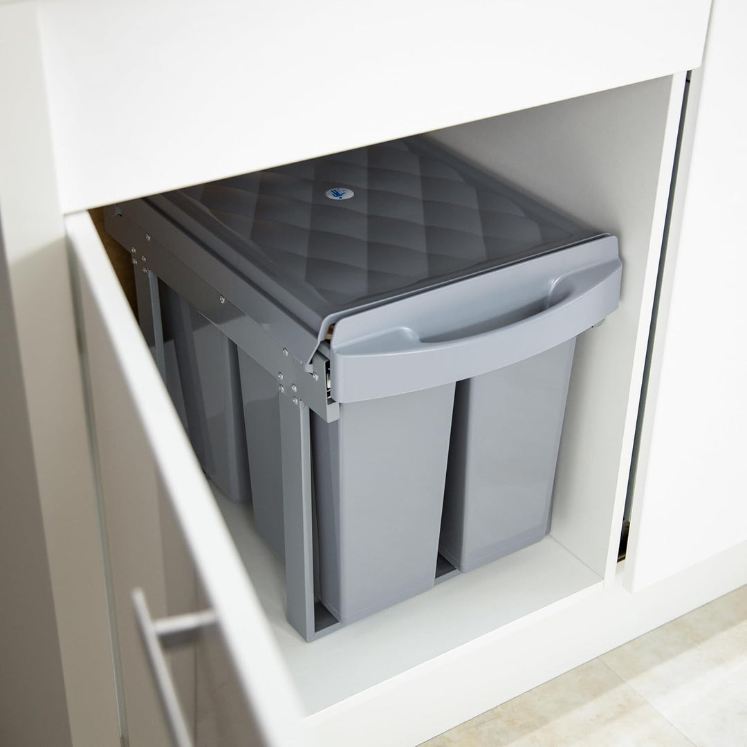 Relaxdays Einbaumülleimer 3-fach, ausziehbar, Küchenmülleimer für Unterschrank, 20 l & 2x 10 l, 41,3
