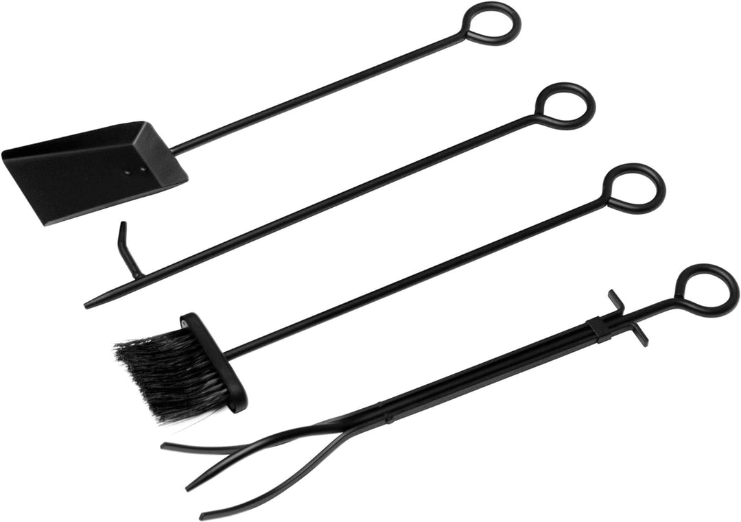 raik R1004 Raik Holzregal & Kaminbesteck Wilhelm, 4-teilig, schwarz, 74