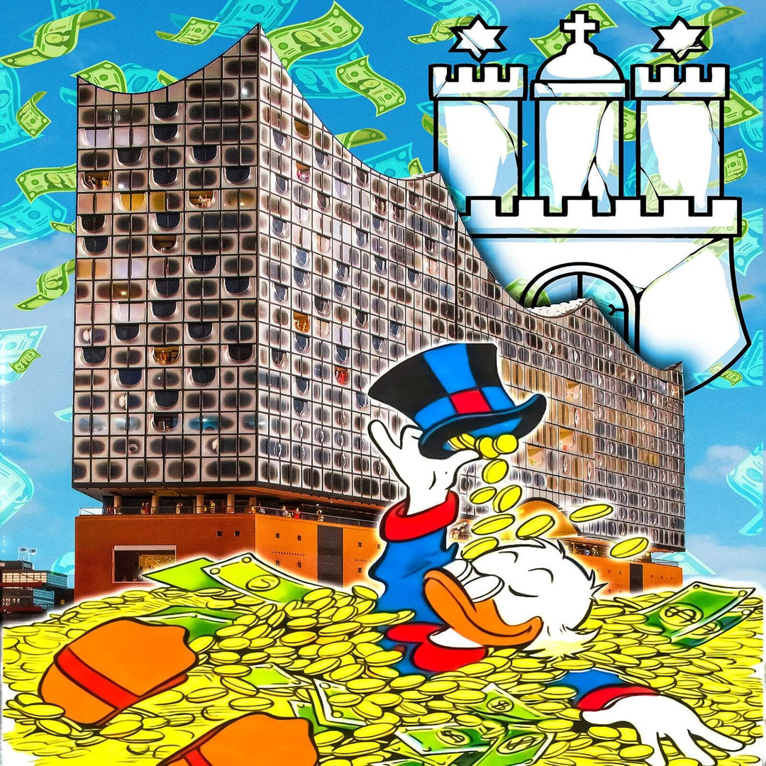 Magic Canvas Art Duck Elbphilharmonie Pop Art Leinwandbild 1- teilig Hochwertiger Kunstdruck Wandbil