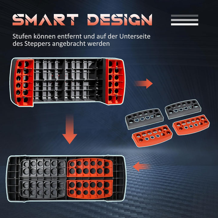 HOMCOM Aerobic-Stepper Steppbrett höhenverstellbar Fitness Heimtrainer mit 3 Stufen (10/15/20 cm) In