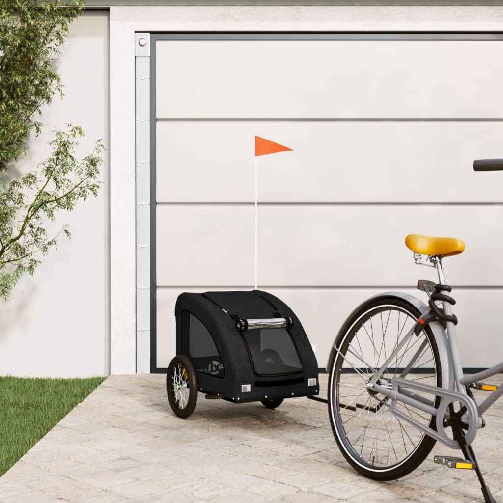 Fahrradanhänger Hunde Schwarz Oxford-Gewebe und Eisen, Fahrrad Anhänger, Lastenanhänger, Handwagen,