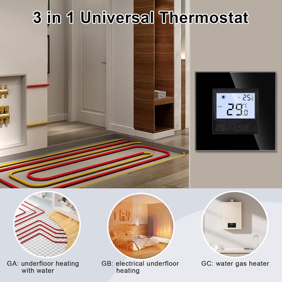 JIMEIDA Digital Programmierbar Thermostat Heizung Schwarz Bodenheizkammer Konstante Temperaturkammer