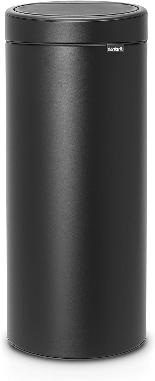 Brabantia Mülleimer Touch Bin, Stahl, Schwarz, 30L Mineral Moonlight Black 30 Liter, Mineral Moonlig