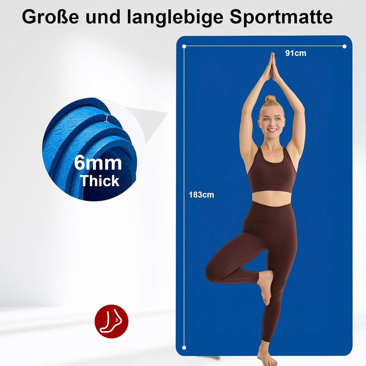 Stepwaver XXL-Fitnessmatte, 183x122 / 213x146 / 243x146cm (6mm) Dicke Trainingsmatte für Heimstudio