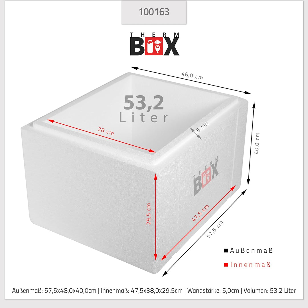 THERM BOX Styroporbox Verschiedene Grössen Volumen 37L bis 83L Isolierbox Thermobox Kühlbox Warmhalt