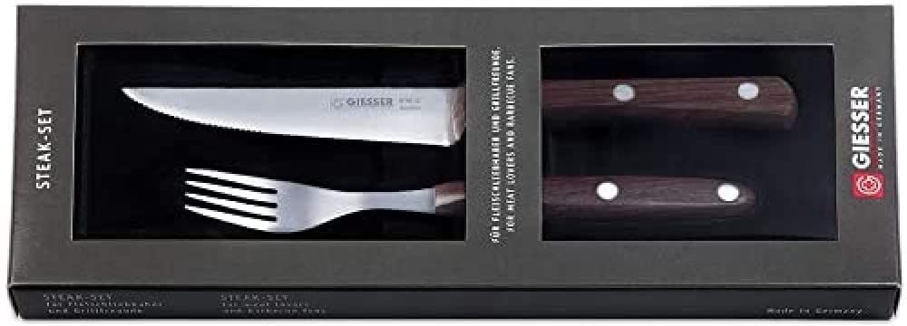 GIESSER seit 1776 - Made in Germany - Steakbesteck, 2 Teilig, Palisanderholz, genietet, rostfreier E