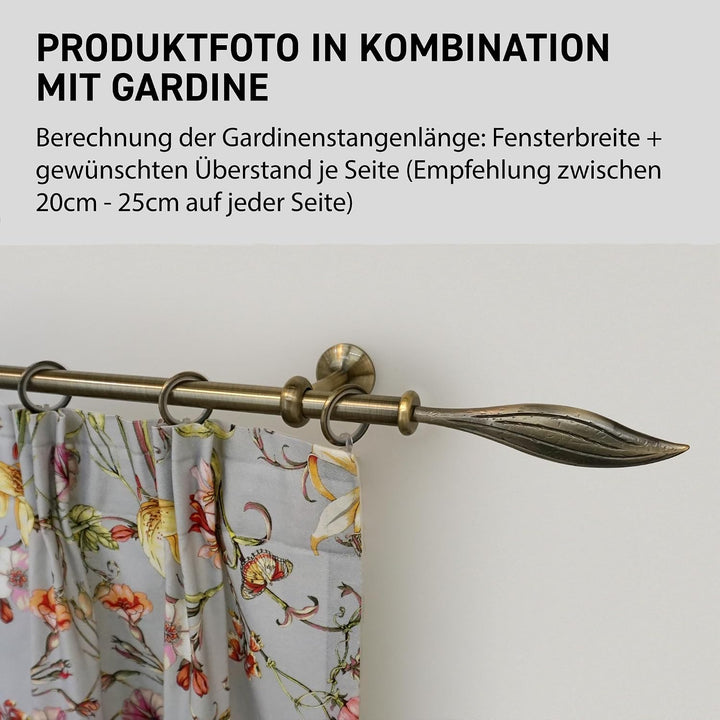 Garesa Gardinenstange Esperanca Ø 16mm, 1-läufig, Messing, antik I Rustikale Vorhangstange inkl. Rin