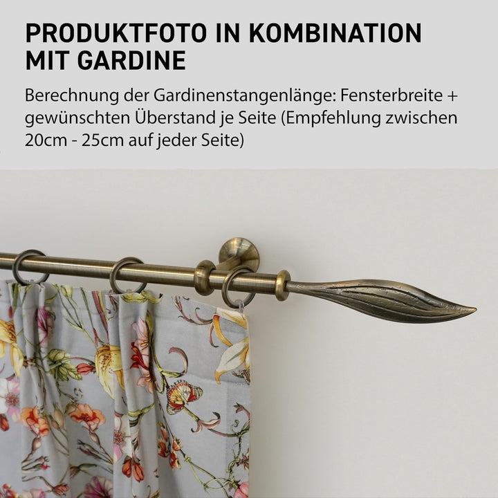 Garesa Gardinenstange Esperanca Ø 16mm, 1-läufig, Messing, antik I Rustikale Vorhangstange inkl. Rin