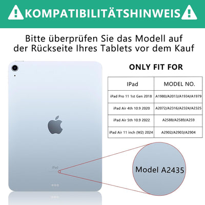 Tastatur Hülle für iPad Air 5 Gen 2022/iPad Air 4 Gen 2020 10.9'', Schutzhülle mit Stifthalter & Aut