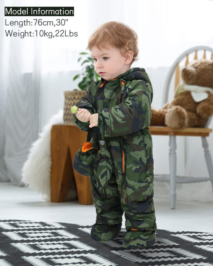 Baby Strampler Strampelanzug mit Kapuze Schneeanzüge mit Handschuhen und Füsslinge, für Kleinkinder