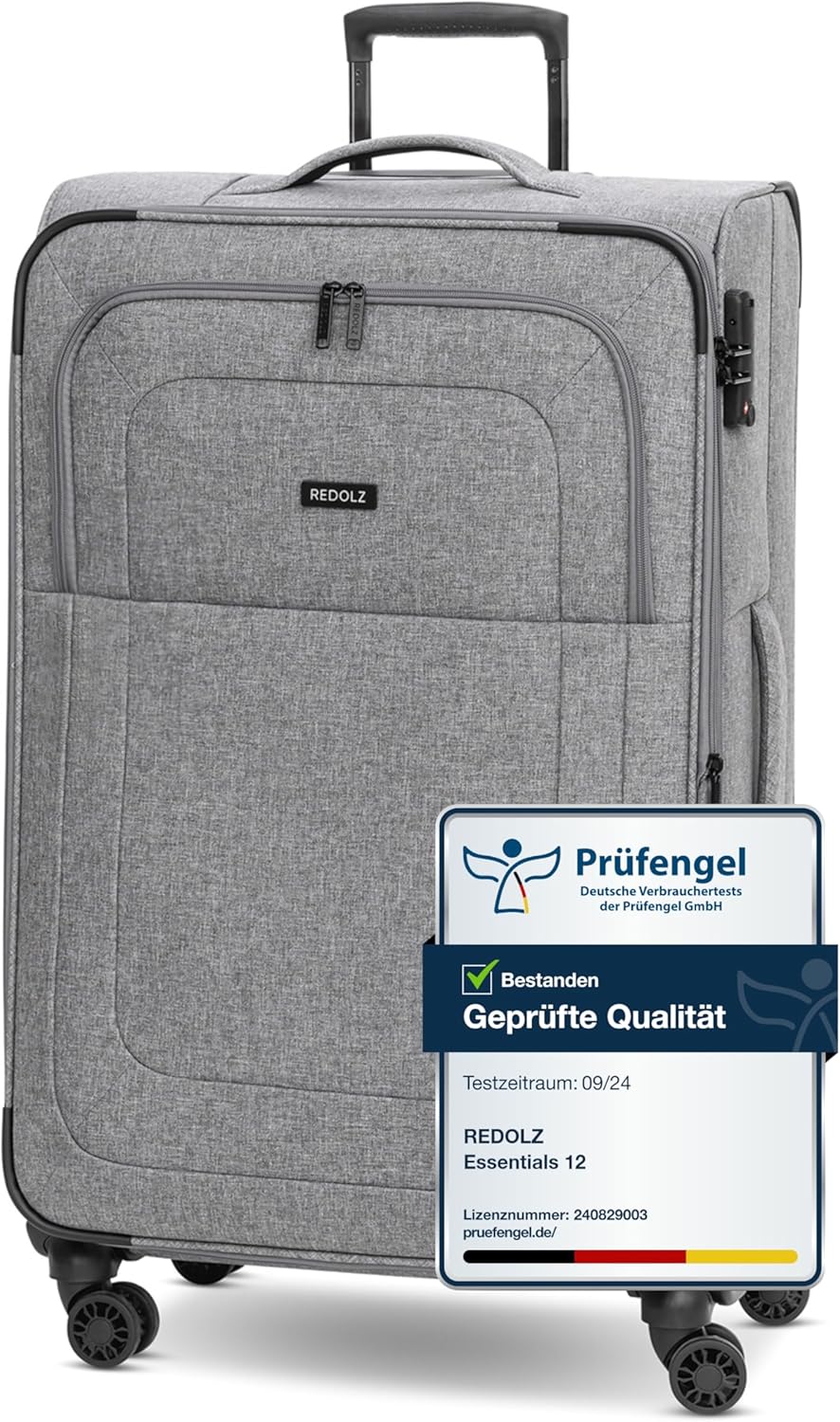 REDOLZ grosser Weichschalen Koffer für Damen & Herren | Leichter Trolley 77 cm mit 4 Doppelrollen &
