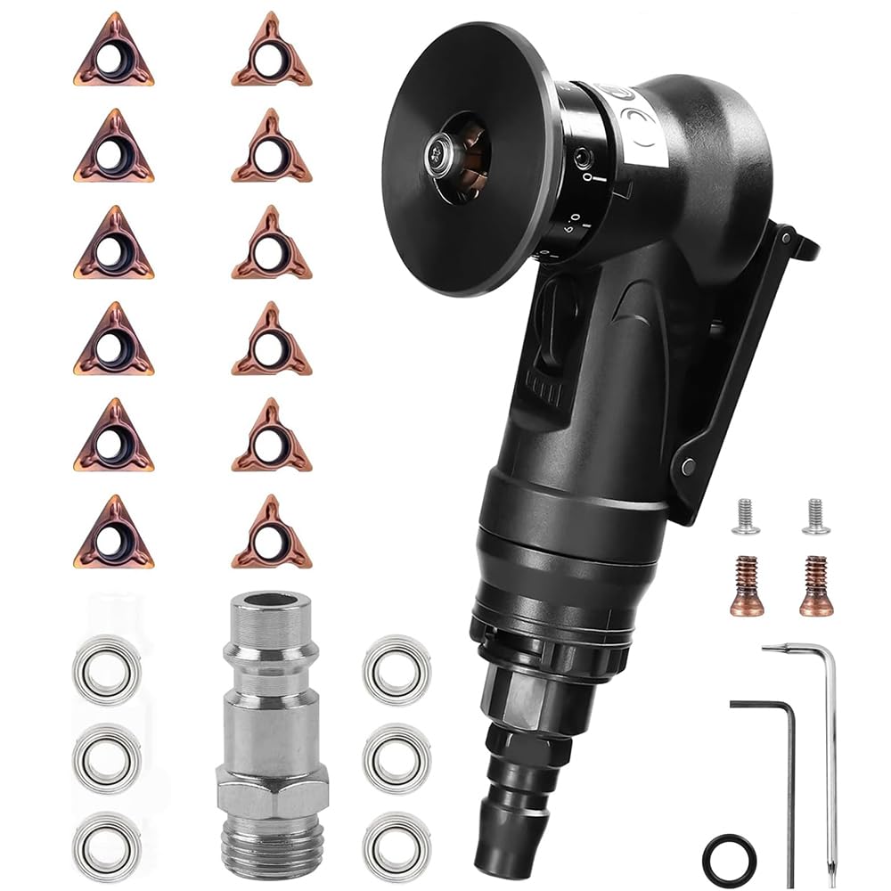 HEYOUTH Pneumatische Anfasmaschine, 2-in-1 Mini Pneumatische Anfasmaschine, 30000 U/min Trimming mit