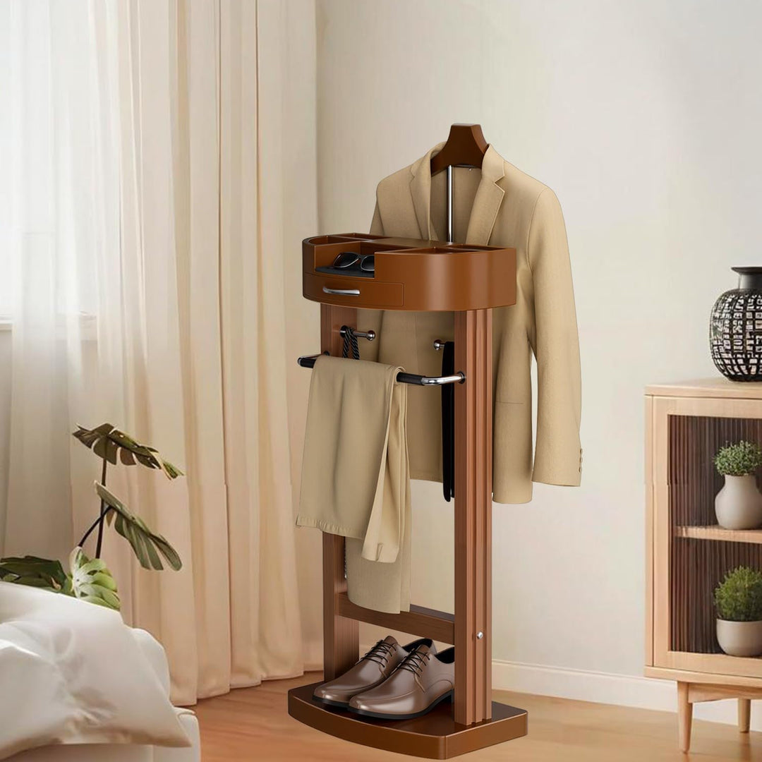 Stummer Diener aus Massiv Holz, Stummer Damen Diener mit Hosenbügel, Herrendiener Schlafzimmer mit S