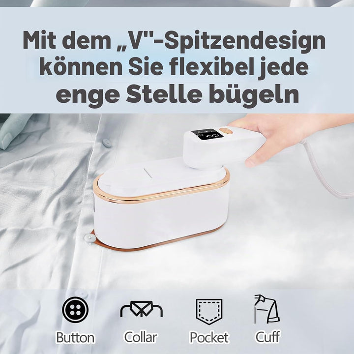 ZStarlite Dampfbügeleisen Mini mit LED-Anzeige,180°Faltbares tragbares Reisebügeleisen, Handgerät Bü