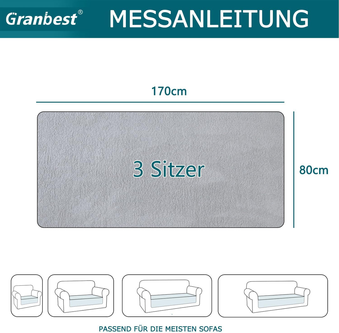 Granbest Luxus Dicken Sofa Sitzkissen Bezüge ähnlich Kaninchenfell Stilvolle Plüsch 750GSM Sitzbezüg