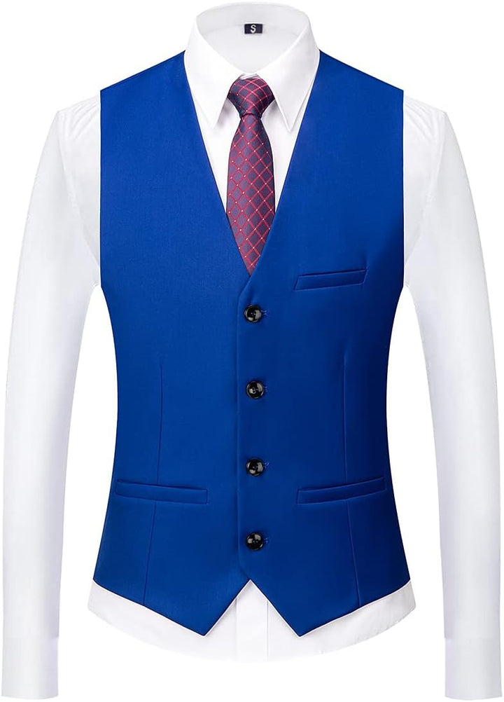 KUDORO Herren Anzüge 3-teilig Slim Fit Eine Knöpfe für Hochzeit Business Herrenanzug Sakko Weste Hos