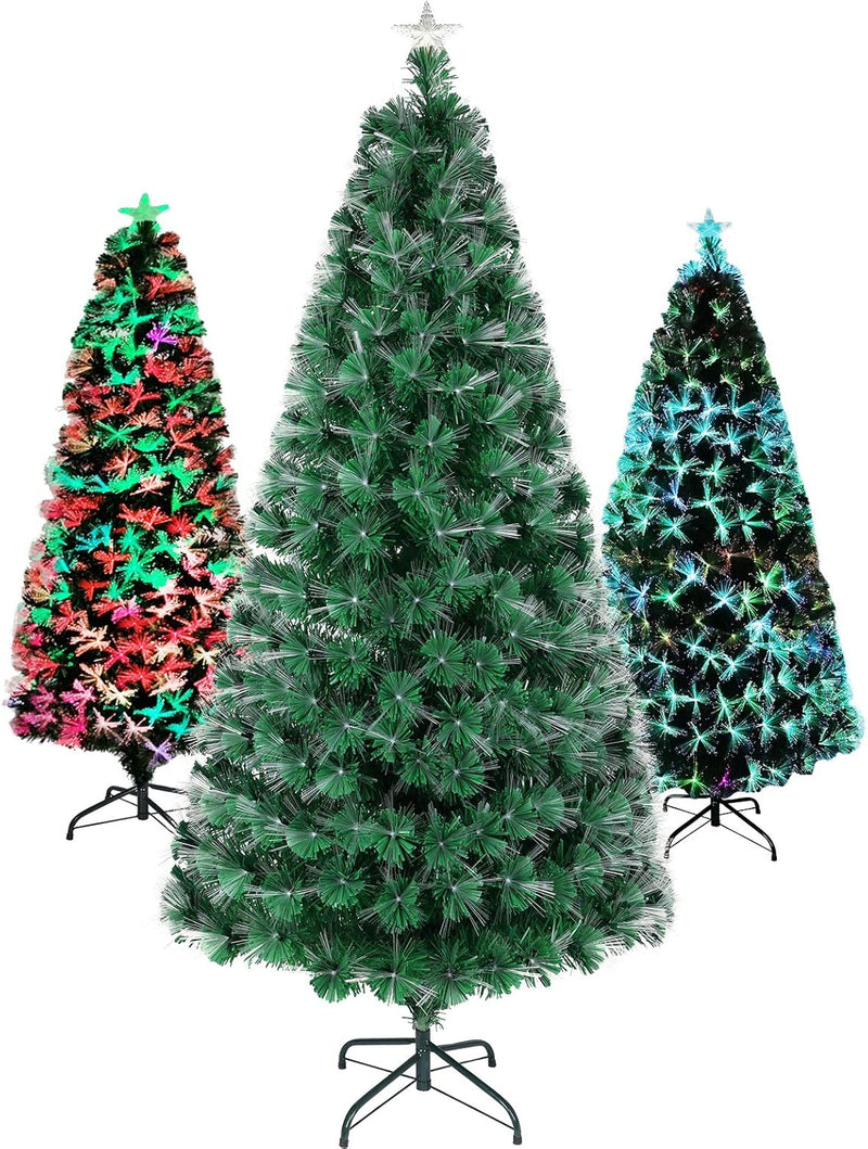 Aufun Weihnachtsbaum Künstlicher LED Glasfaser 180 cm Weihnachtsdeko Christbaum mit 200 Spitzen und