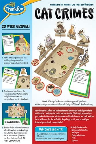ThinkFun - 76366 - Cat Crimes - Das flauschige und freche Kombinations- und Deduktionsspiel mit Katz