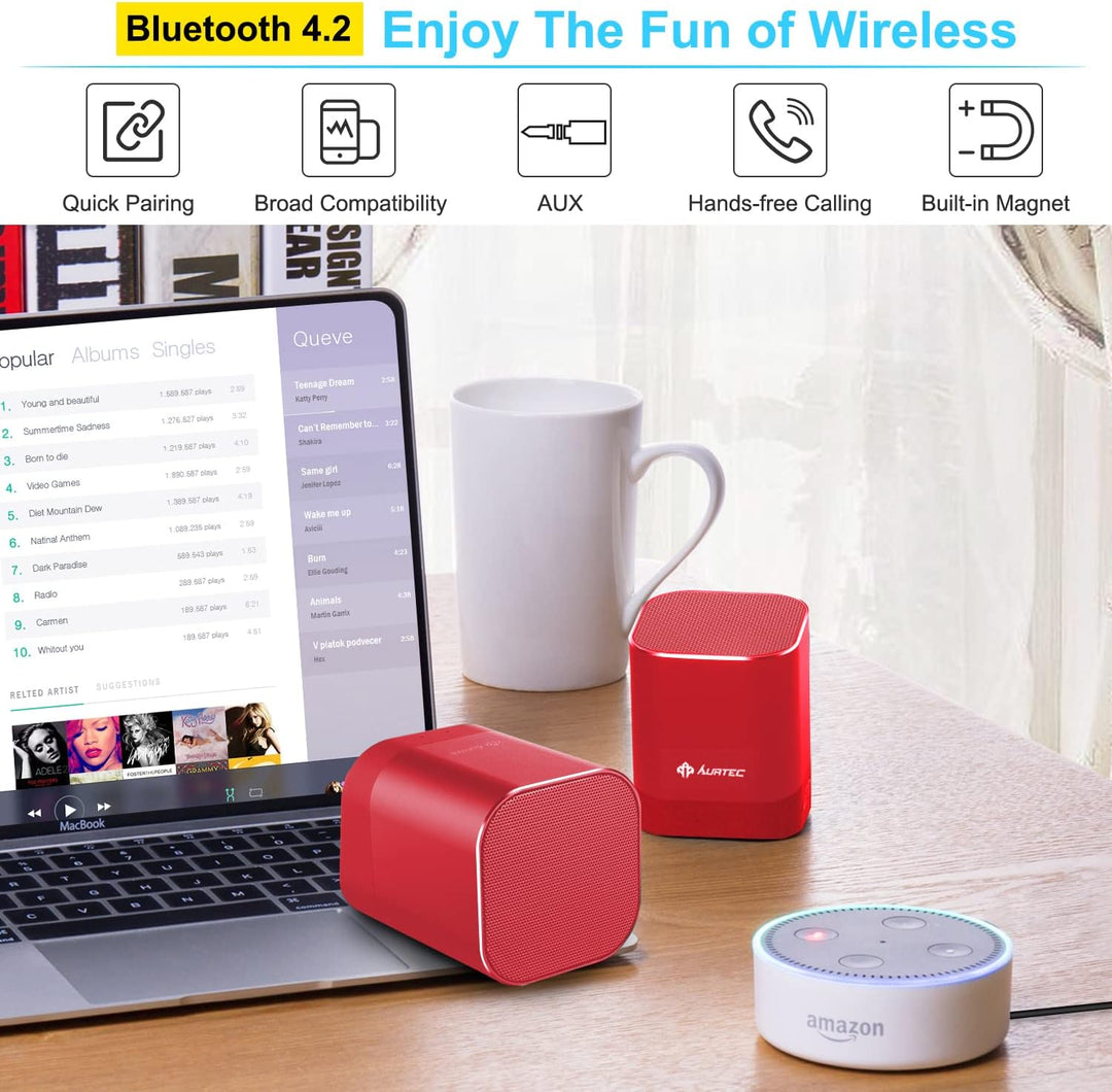 Tragbarer Bluetooth-Lautsprecher AT1, AURTEC Dual Wireless-Lautsprecher mit echter Wireless-Stereo-T