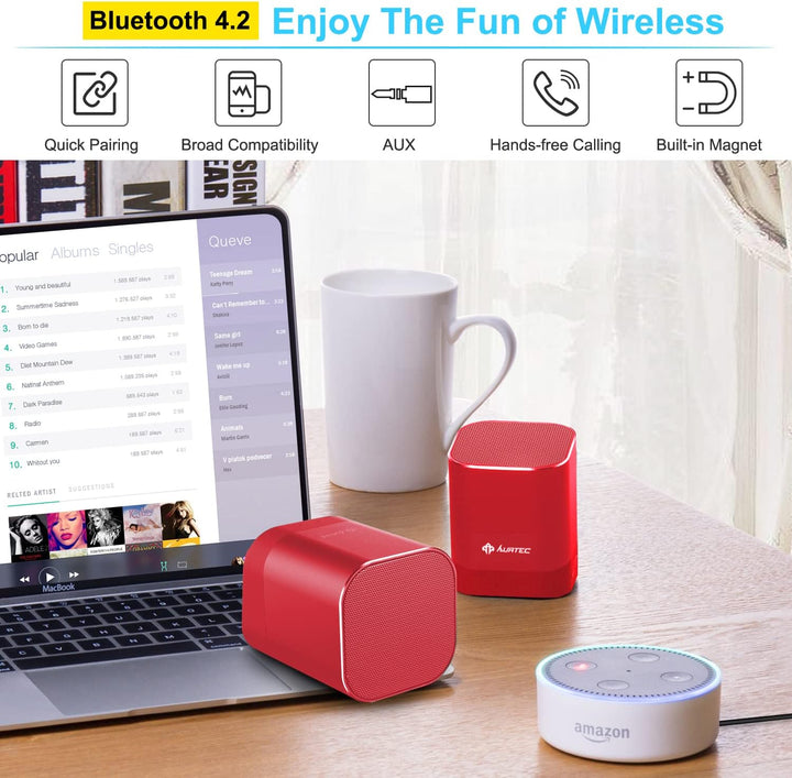 Tragbarer Bluetooth-Lautsprecher AT1, AURTEC Dual Wireless-Lautsprecher mit echter Wireless-Stereo-T