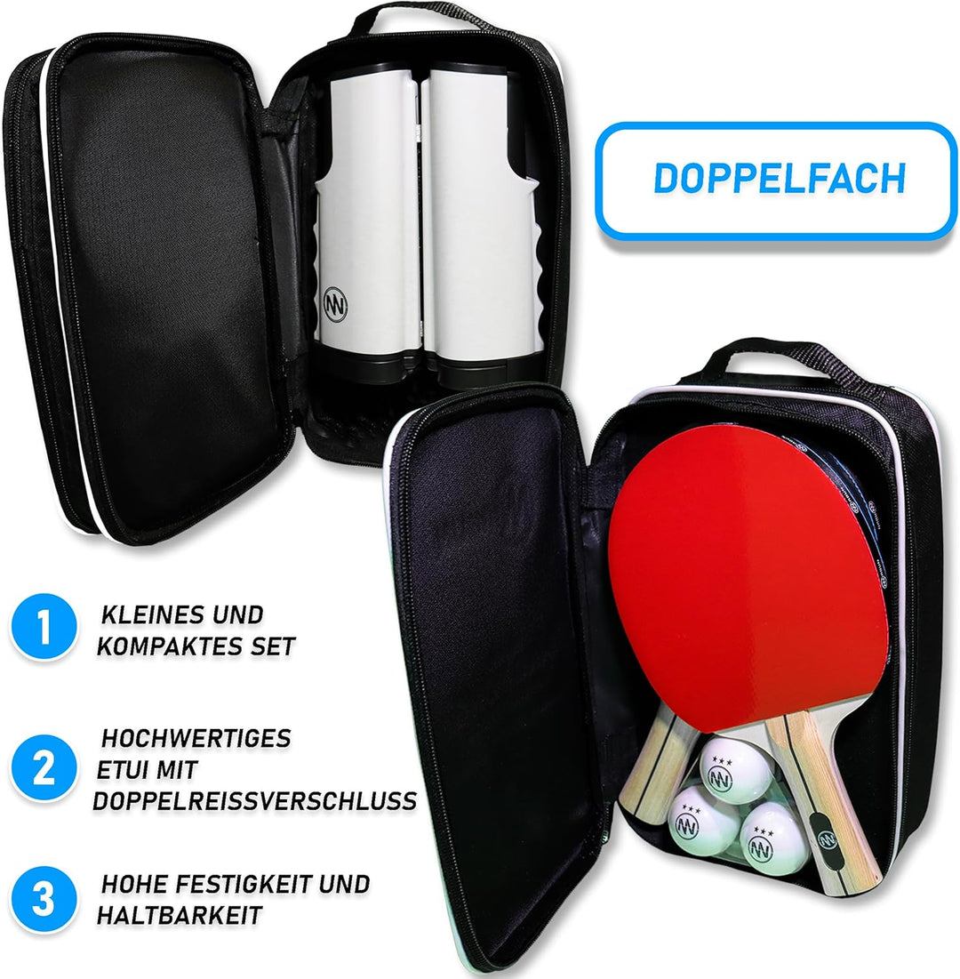 NIRBUN Tischtennisschläger Set mit ausziehbarem Netz, Tischtennisschläger Profi, 3-Sterne-Tischtenni