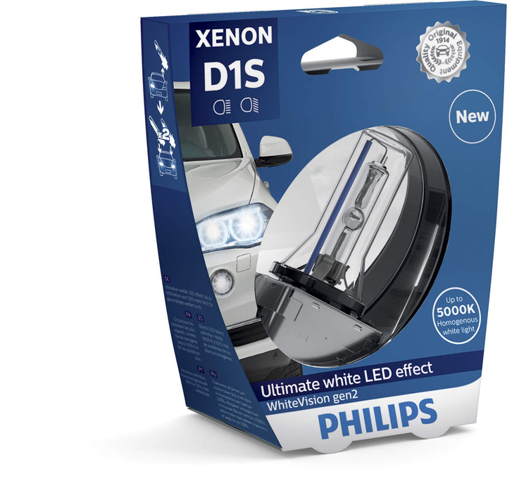 Philips 85415WHV2S1 Xenon-Scheinwerferlampe WhiteVision D1S Gen2, Einzelblister D1S Single, D1S Sing