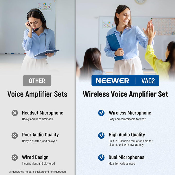 NEEWER Sprachverstärker mit kabellosem Mikrofon, tragbares, Tragbares Mini USB C, wiederaufladbar, G