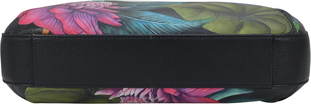 Anuschka Handbemalte Schmale Hobo Tasche, Erweiterbar, mit Crossbody Riemen Happy Panda, Dragonfly G