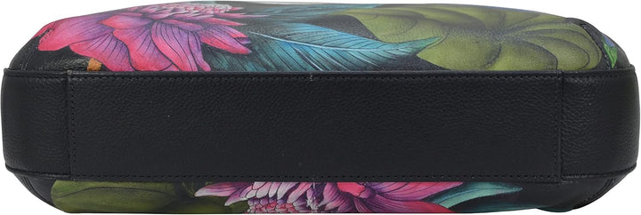 Anuschka Handbemalte Schmale Hobo Tasche, Erweiterbar, mit Crossbody Riemen Happy Panda, Dragonfly G