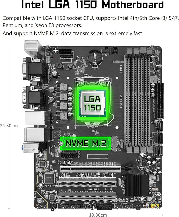 SHANGZHAOYUAN H97M PRO LGA 1150 Mainboard für Intel 4th/5th Gen Core i3 i5 i7/Pentium/Xeon (Micro AT