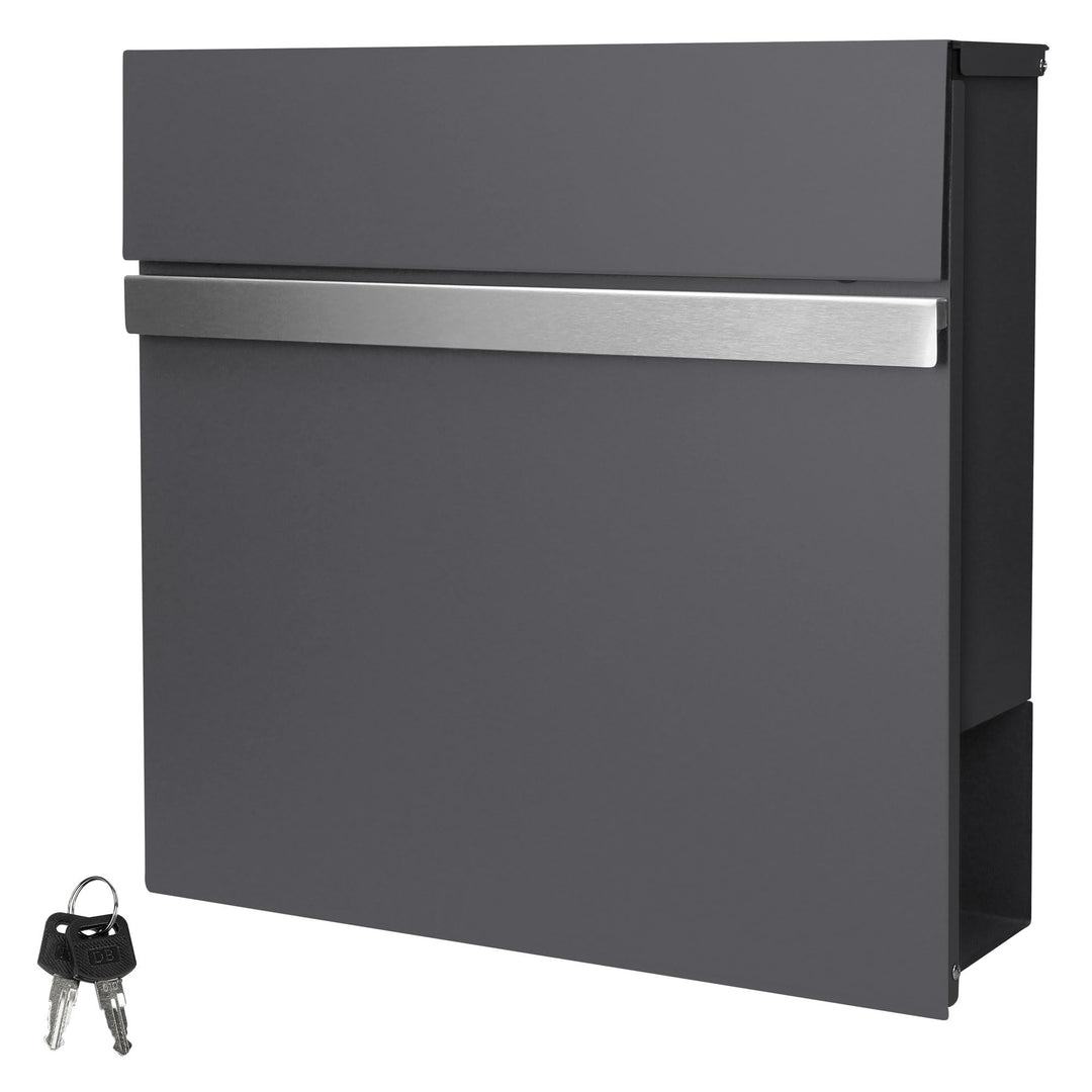 ECD Germany Briefkasten mit Zeitungsfach 37x11x36,5 cm aus Stahl pulverbeschichtet Anthrazit-Grau in