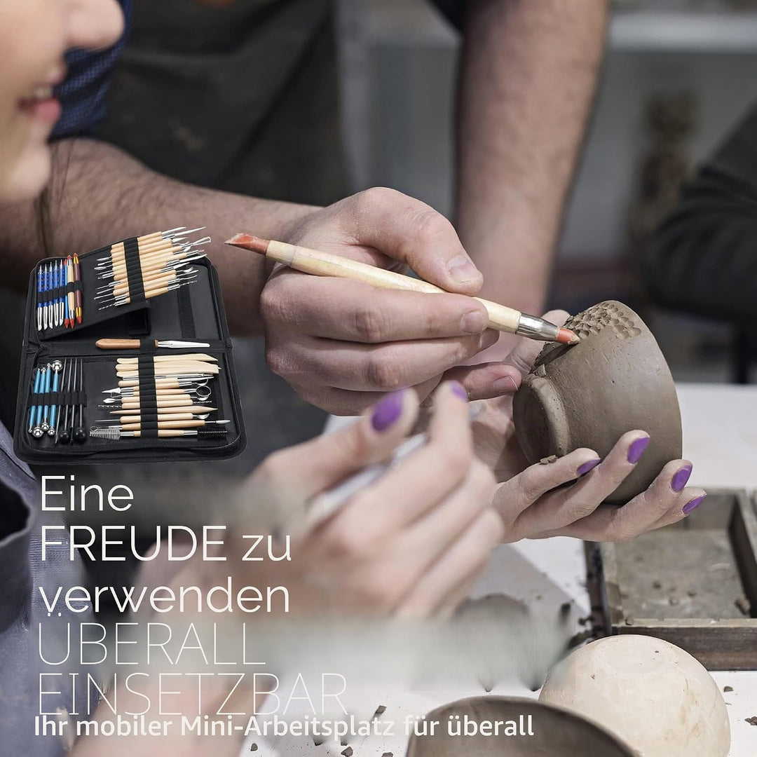 Töpfer-Ton-Modellierwerkzeuge, 44 Doppelseitige Professionelles Tonwerkzeug Töpferwerkzeug-Set mit T