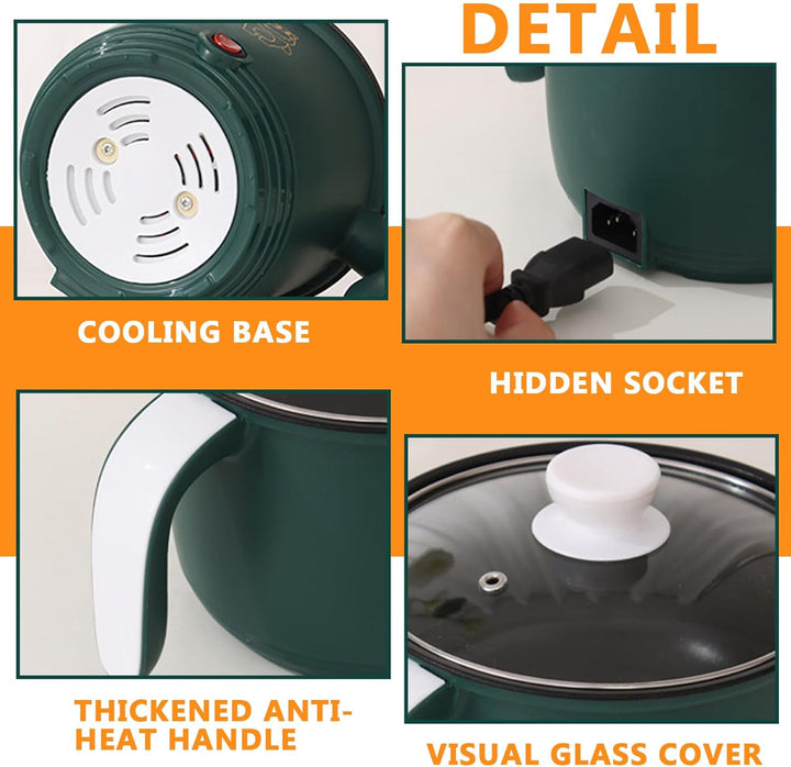 Elektrischer Hot Pot Mit Dampfgarer, Elektrische Hot Pot 1.5l, Tragbare Mini Antihaft Multikocher, S