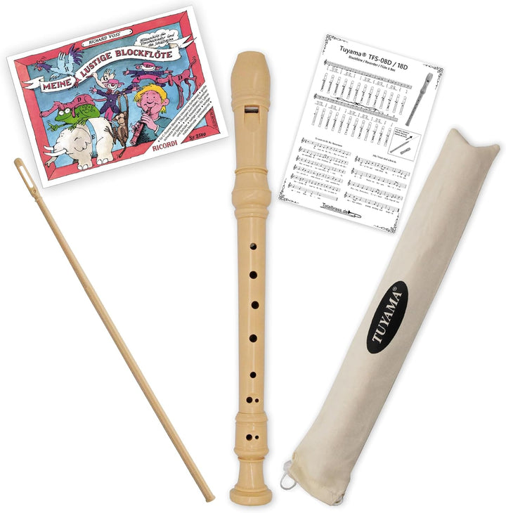 Starterset: Tuyama TFS-08D (deutsche Griffweise) Blockflöte + 'Meine Lustige Blockflöte' Band 1 ISBN