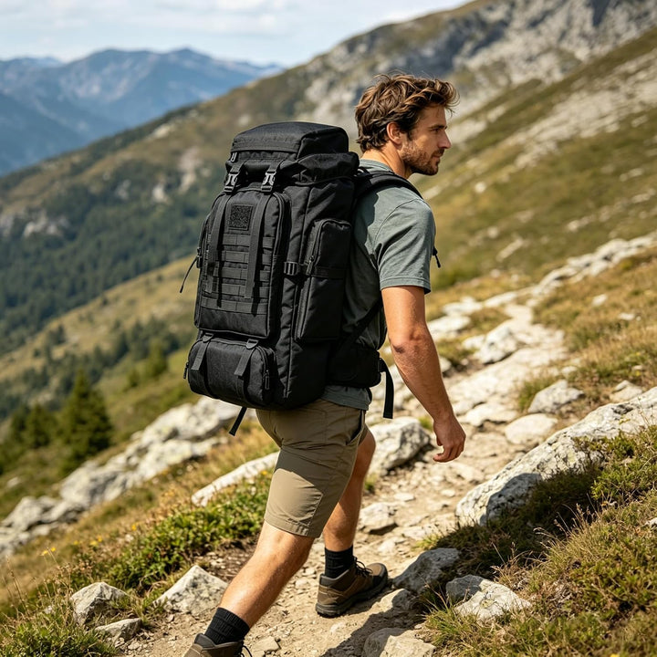 80L Wanderrucksack Campingrucksack, 80 Liter Grosses Fassungsvermögen Outdoor-Rucksack Reiseklettern