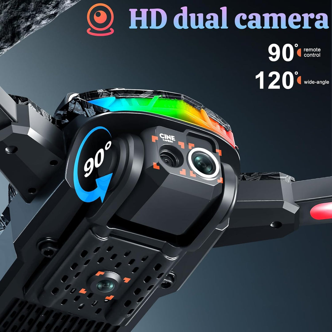 OBEST Drohne mit Kamera für Kinder, Bürstenlosem Motor RC Drone mit RGB Lichtern, 1080P Dual Kamera