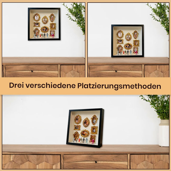 DIY Mini Museum Silhouette Box, Mini Figuren Menschen Museum Mit 8 Figuren, 8 Gold Rahmen für Hochze
