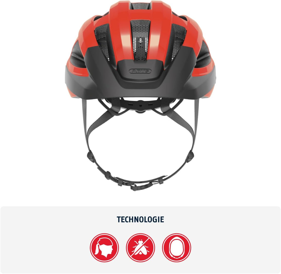 ABUS Rennradhelm Macator - sportiver Fahrradhelm für Einsteiger - auch für Zopfträger/-innen - für D