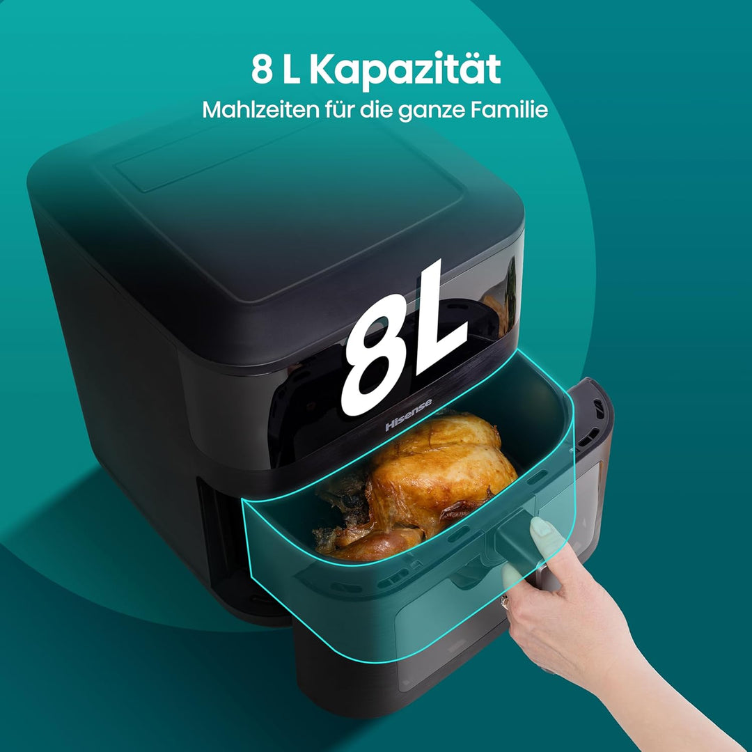 Hisense HAF2100DCD Heissluftfritteuse /2100 W /7,7 L Kapazität /10 voreingestellte Programme/Antihaf
