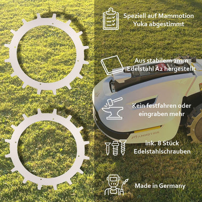 Spikes für MAMMOTION YUKA 1500/2000 – Edelstahl - Entgratet- 8X Edelstahl Schrauben- Traktionsverbes
