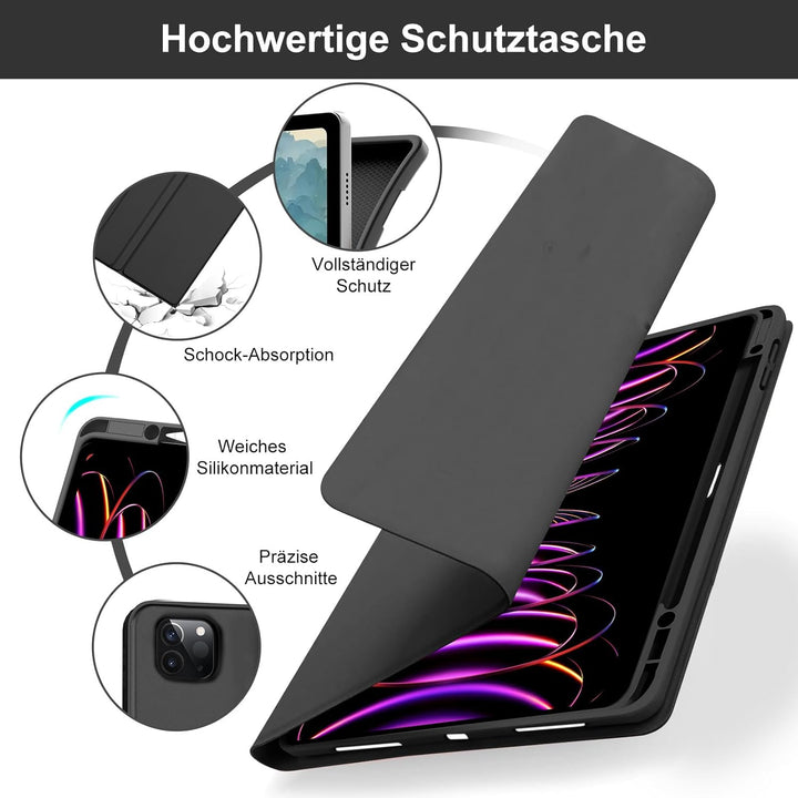 IVEOPPE Tastatur Hülle für iPad Pro 12,9 Zoll 6/5/4/3 Generation, Magnetisch abnehmbar mit Deutsches