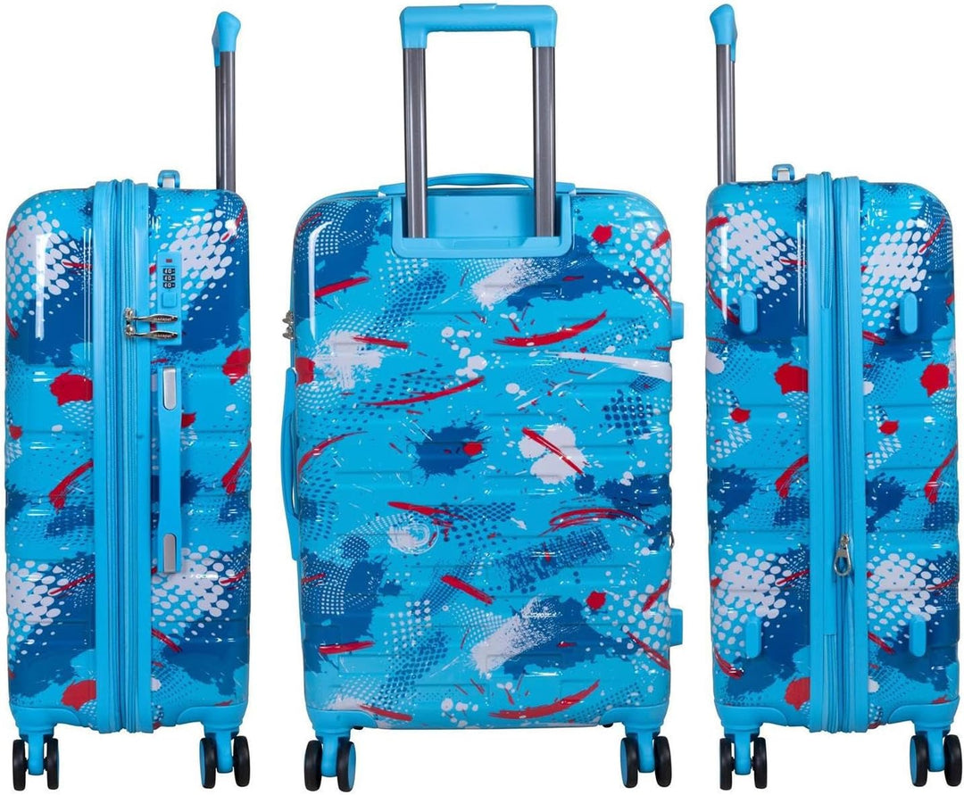 Hartschalen Koffer Trolley Cespara Handgepäck mit modernem Motiv Print - Farbe Hellblau - Gr. M