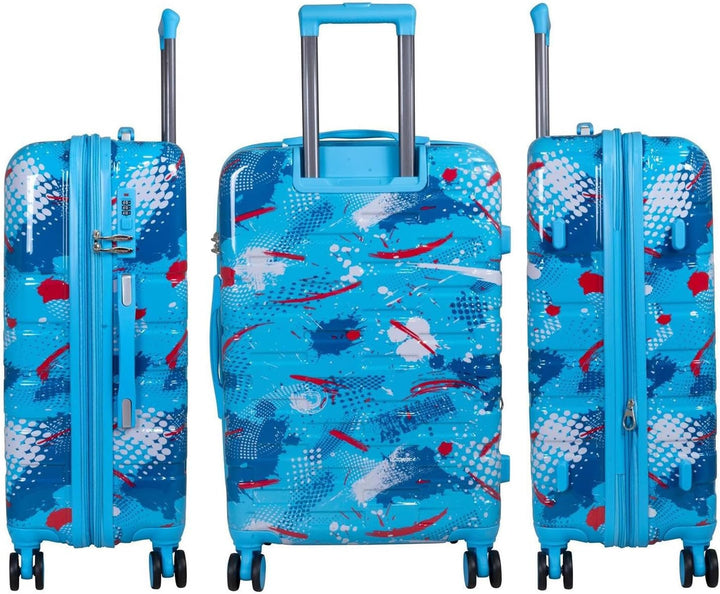 Hartschalen Koffer Trolley Cespara Handgepäck mit modernem Motiv Print - Farbe Hellblau - Gr. M